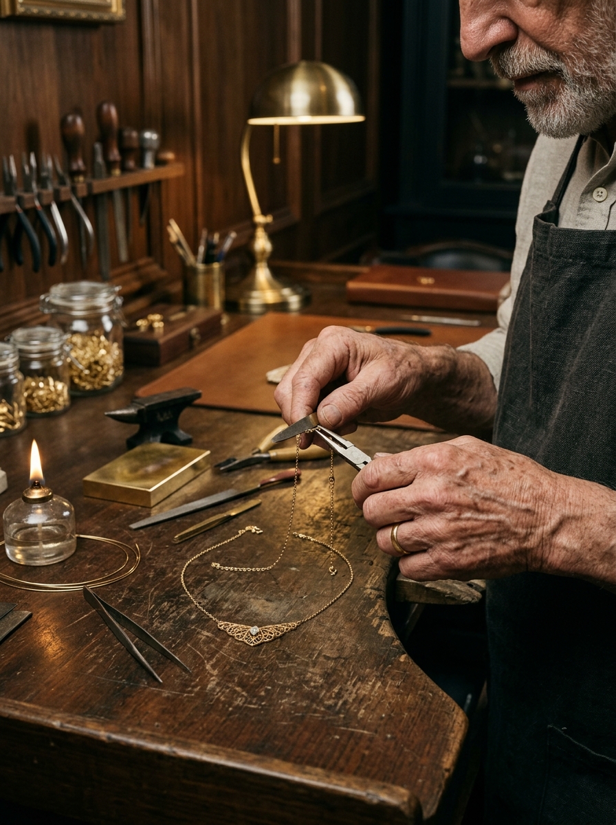 Master Goldsmith at MSJ Jewellers bench